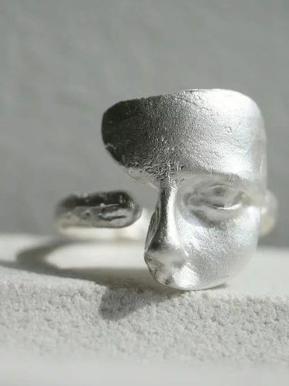Mystical Face Open Ring for Gothic Alternative and Avant Garde Styling