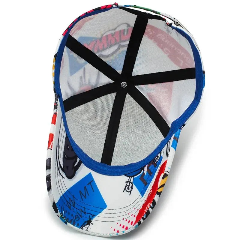 Abstract Graphic Print Adjustable Cotton Baseball Cap for Modern Streetwear and Casual Everyday Style