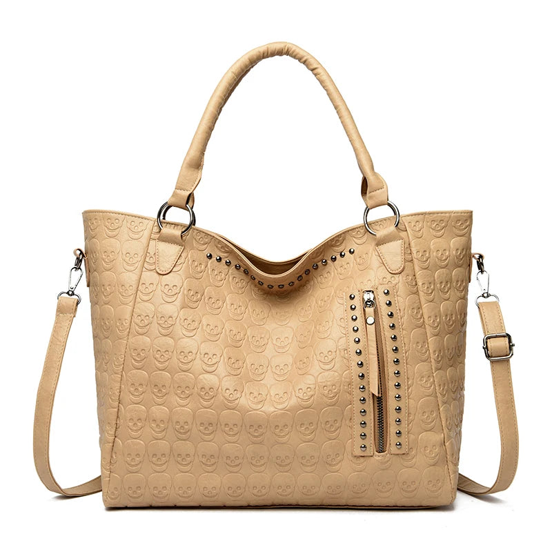 Studded Faux Leather Tote Crossbody Bag with Structured Carry Design