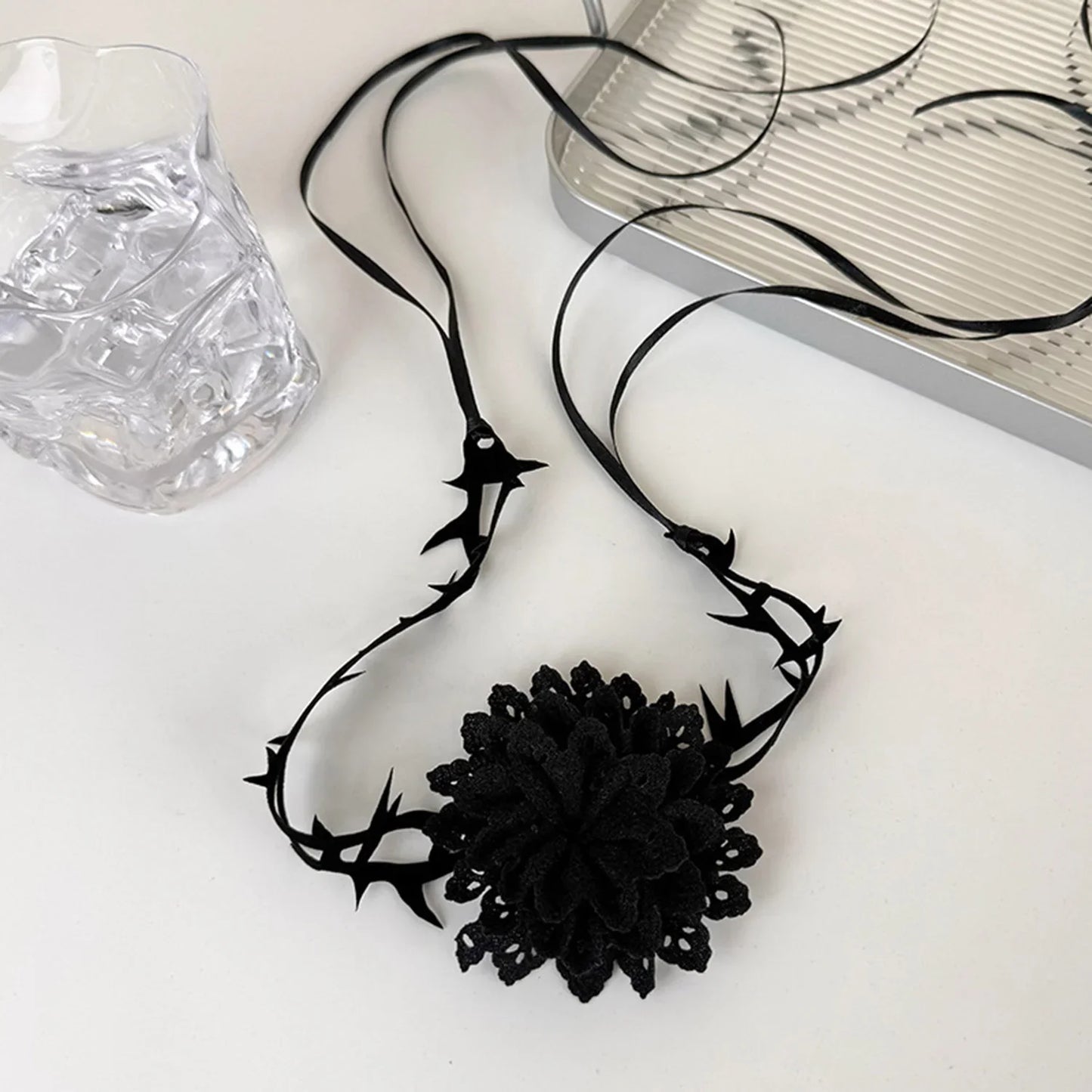 Barbed Thorn Choker Necklace for Gothic Punk Alternative Fashion Styling