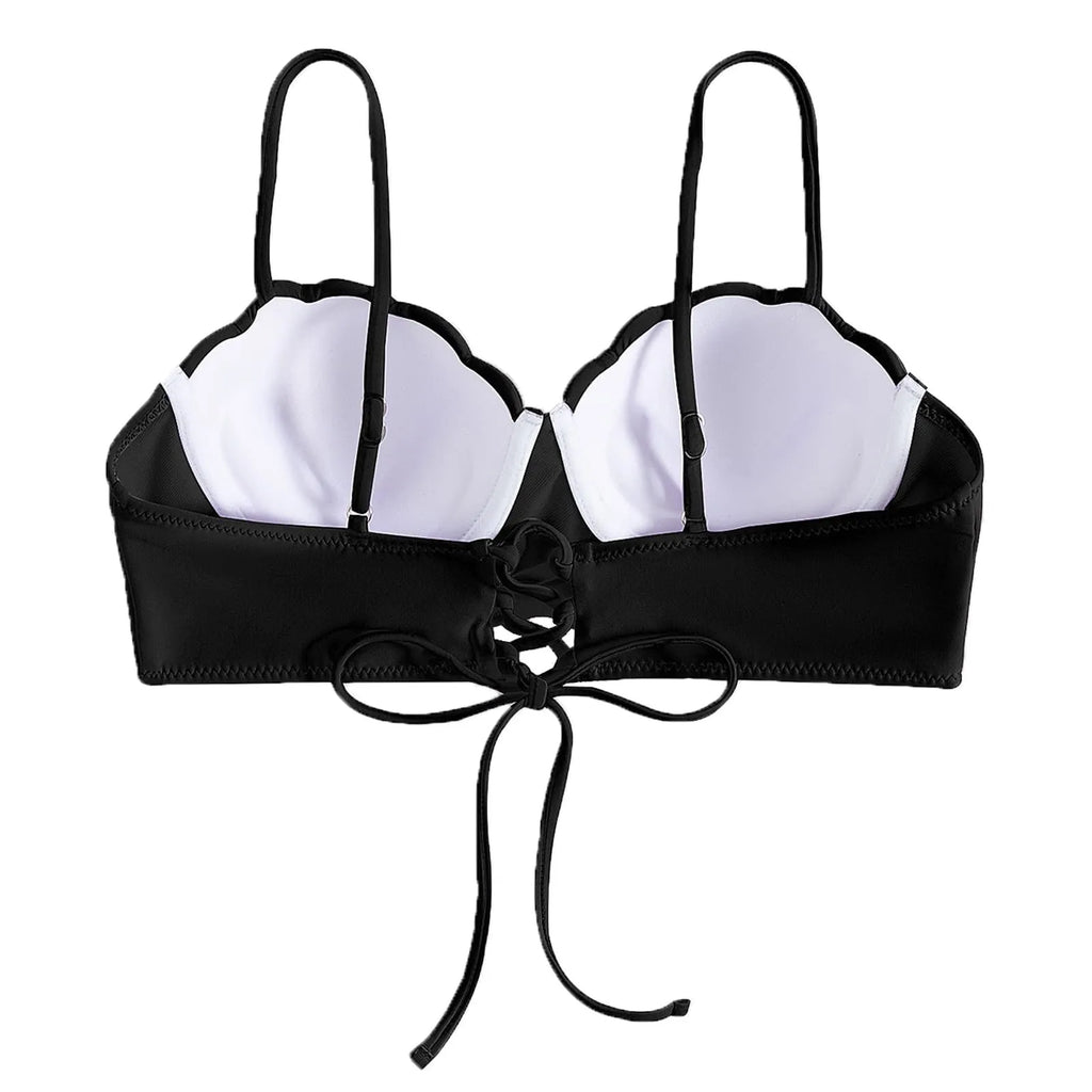 Pastel Lavender Seashell Shaped Balconette Bikini Top with Delicate Straps