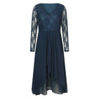 Flowing V Neck Chiffon Layered Alternative Fashion Midi Dress