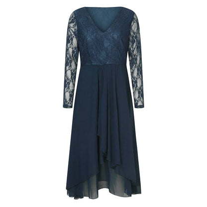 Flowing V Neck Chiffon Layered Alternative Fashion Midi Dress