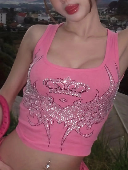 Women's Graphic Sleeveless Tank Top for Y2K Streetwear Casual Everyday Layered Fashion