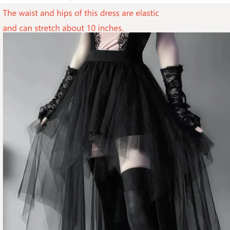 Layered Mesh Tulle Mini Skirt Irregular Gothic Alternative Fashion Bottom