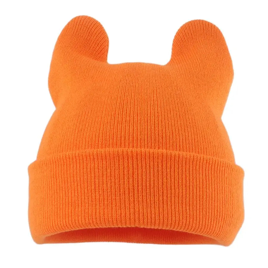 Cute Cat Ear Acrylic Knit Beanie for Playful Streetwear Casual Winter Everyday Fashion Style