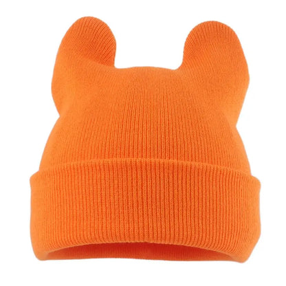 Cute Cat Ear Acrylic Knit Beanie for Playful Streetwear Casual Winter Everyday Fashion Style