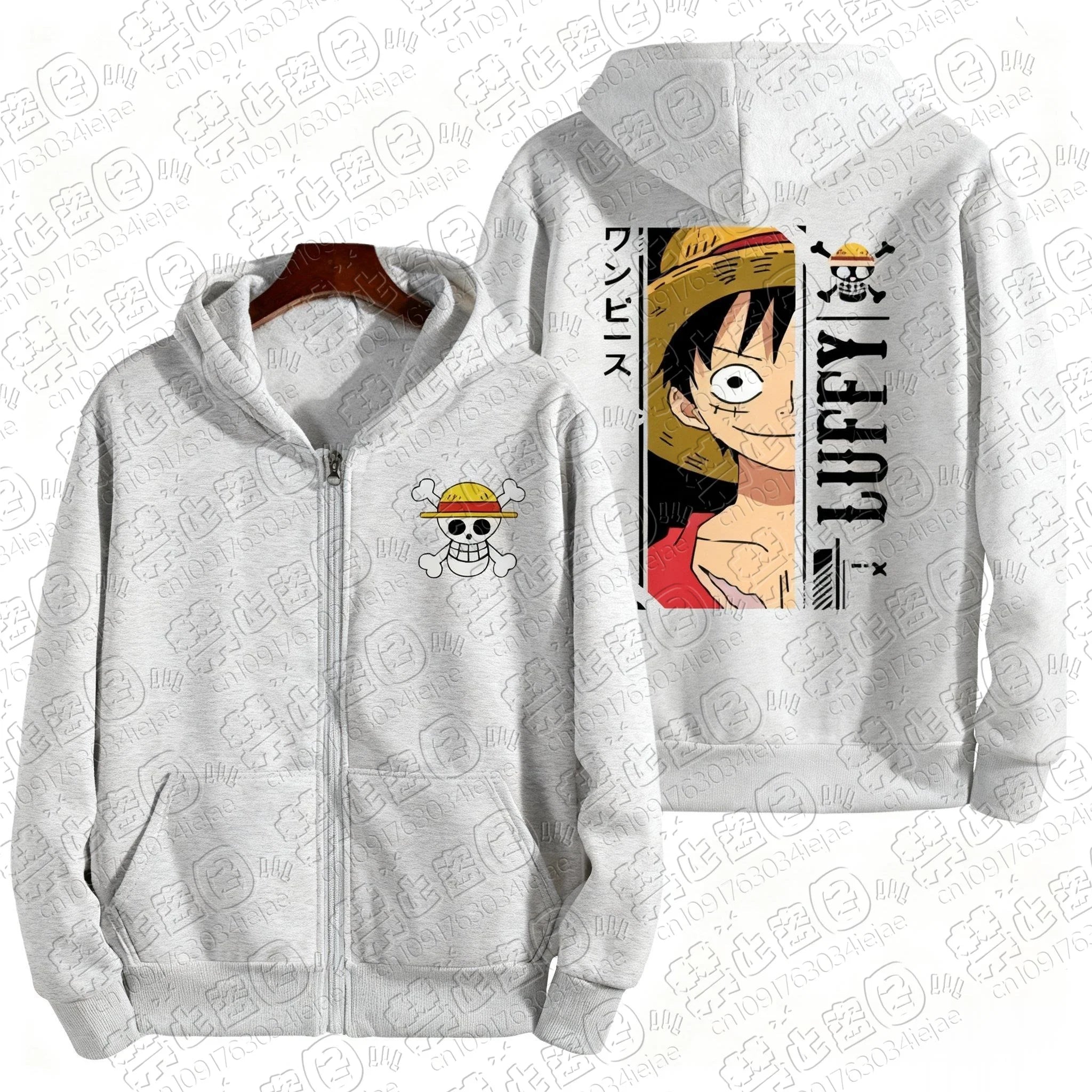 Manga Streetwear Zip Hoodie with Retro Pirate Adventure Artwork