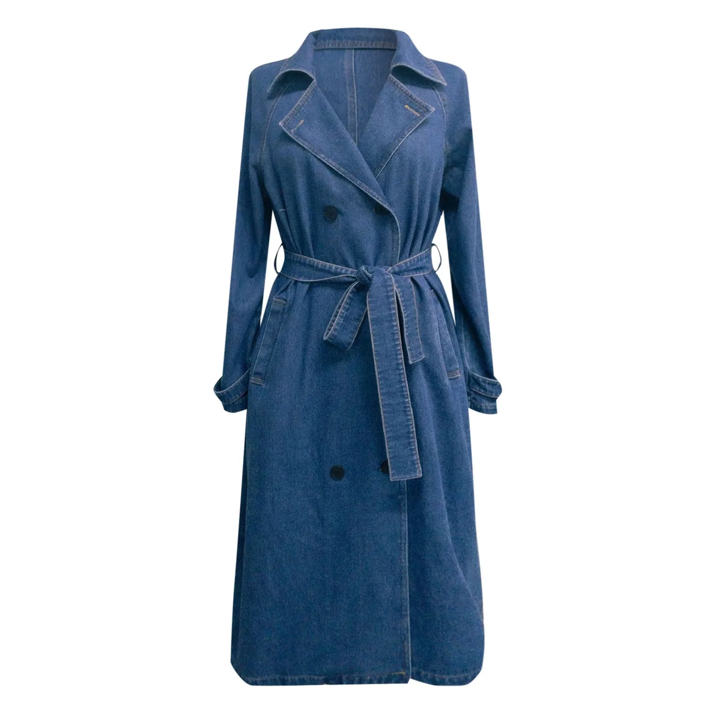 Women's Oversized Longline Denim Style Utility Coat with Relaxed Streetwear Layering Silhouette