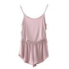 Women's Two-Piece Summer Pajama Set with Sleeveless Camisole Top and Matching Shorts, Solid-Color Lightweight Sleepwear Loungewear