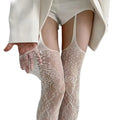 Floral Fishnet Suspender Tights Alternative Punk Fashion Garter Style Hosiery