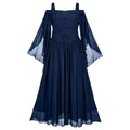 Elegant Gothic Chiffon Maxi Dress with Flowing Bell Sleeves