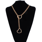 Heart Lariat Chain Necklace for Gothic Punk and Dark Feminine Fashion