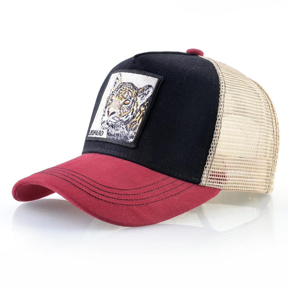 Embroidered Patch Mesh Trucker Cap Adjustable Curved Brim Casual Streetwear Outdoor Hat