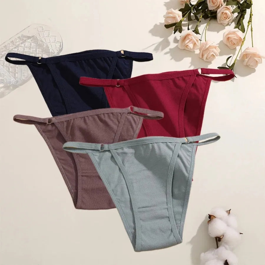 4-Piece Women’s Low-Rise Bikini Briefs Set with Soft Solid Colors, Minimal Silhouette and Everyday Lingerie Styling