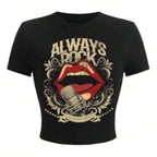 Graphic Artwork Crop Tee with Fitted Silhouette and Alternative Streetwear Appeal