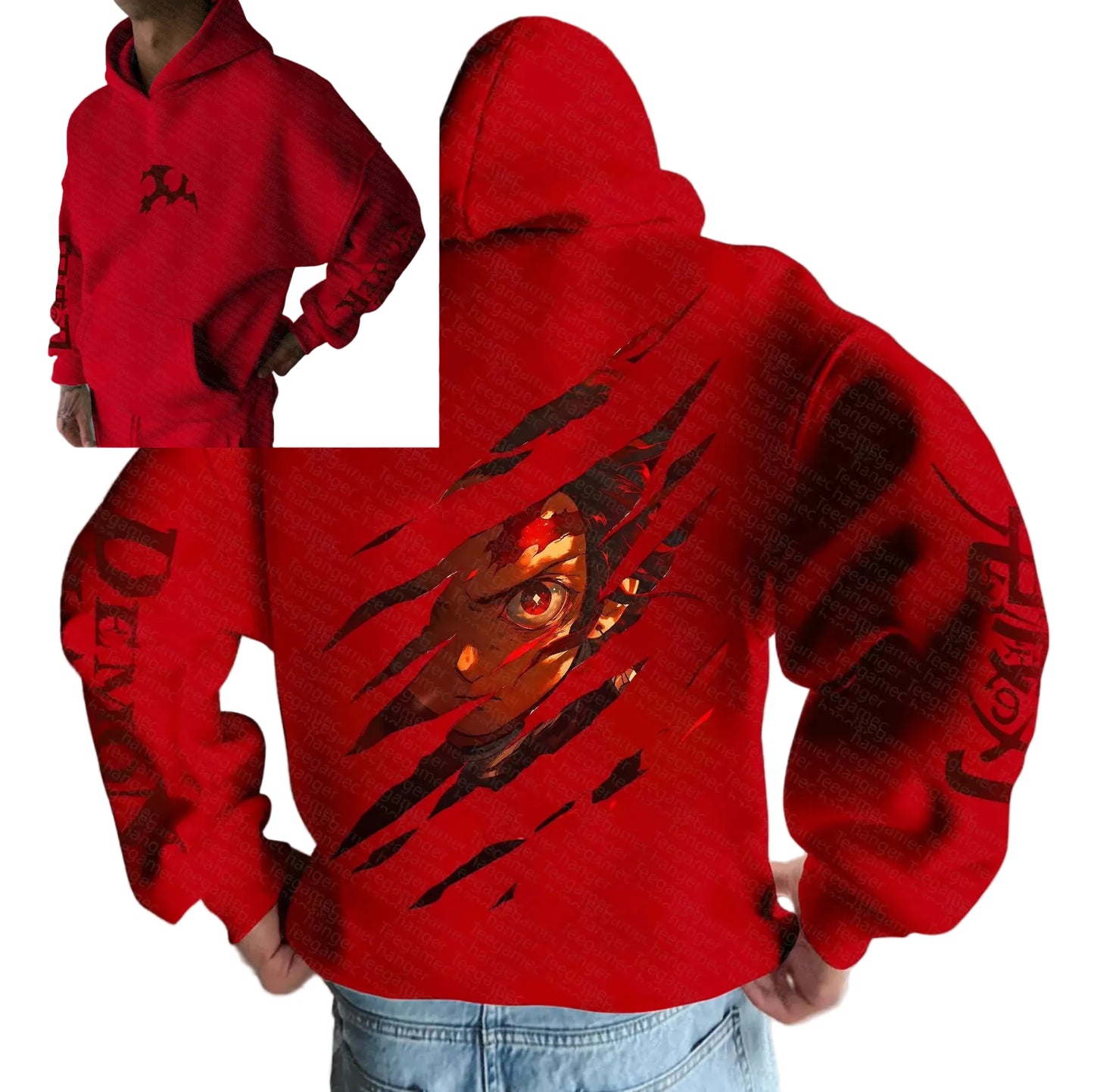 Anime Manga Streetwear Hoodie With Distressed Graphic Eye Illustration Design