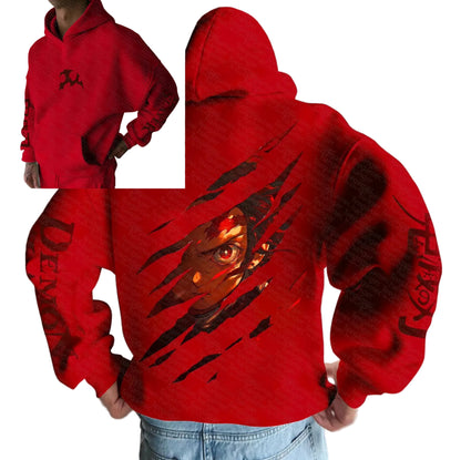 Anime Manga Streetwear Hoodie With Distressed Graphic Eye Illustration Design