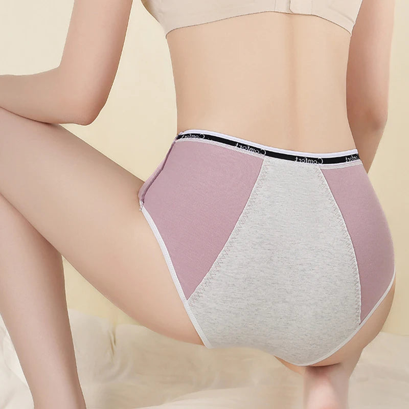 Six-Piece High-Waisted Menstrual Brief Set with Striped Waistbands