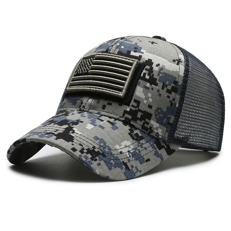 Unisex Mesh Baseball Cap with Camouflage Pattern and Embroidered Patch for Outdoor Adventures