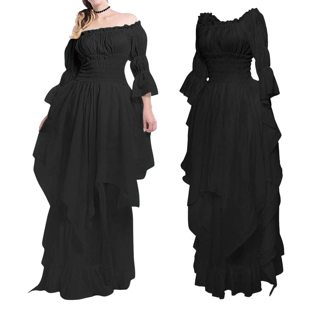 Flowing Layered Maxi Dress With Soft Volume And Statement Sleeves