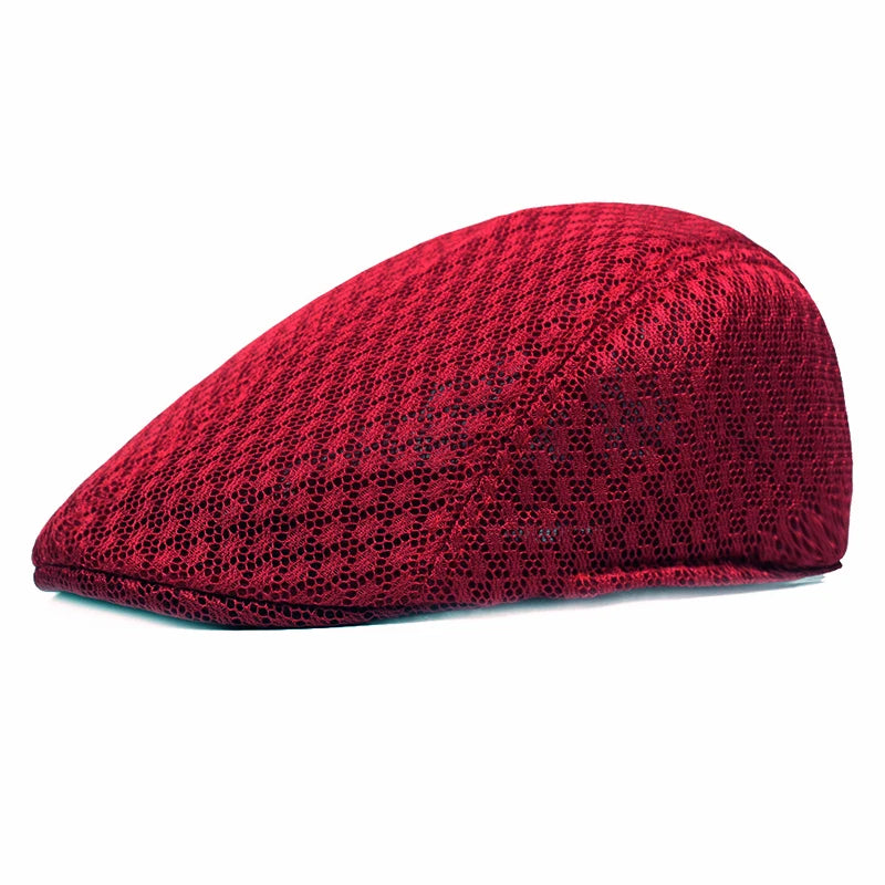 Breathable Plaid Ivy Flat Cap Adjustable Casual Vintage Streetwear Beret Hat
