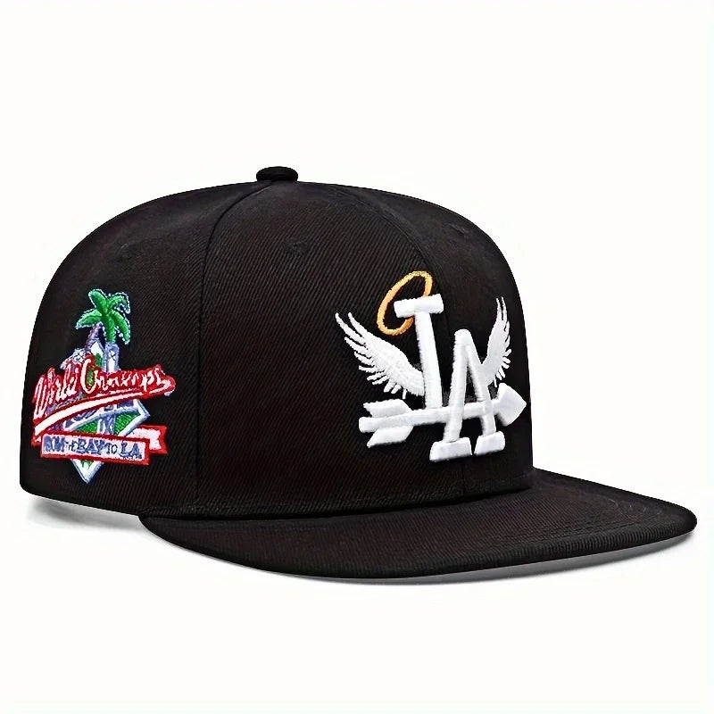 Embroidered Flat Brim Snapback Cap Adjustable Streetwear Hip Hop Baseball Fashion Hat