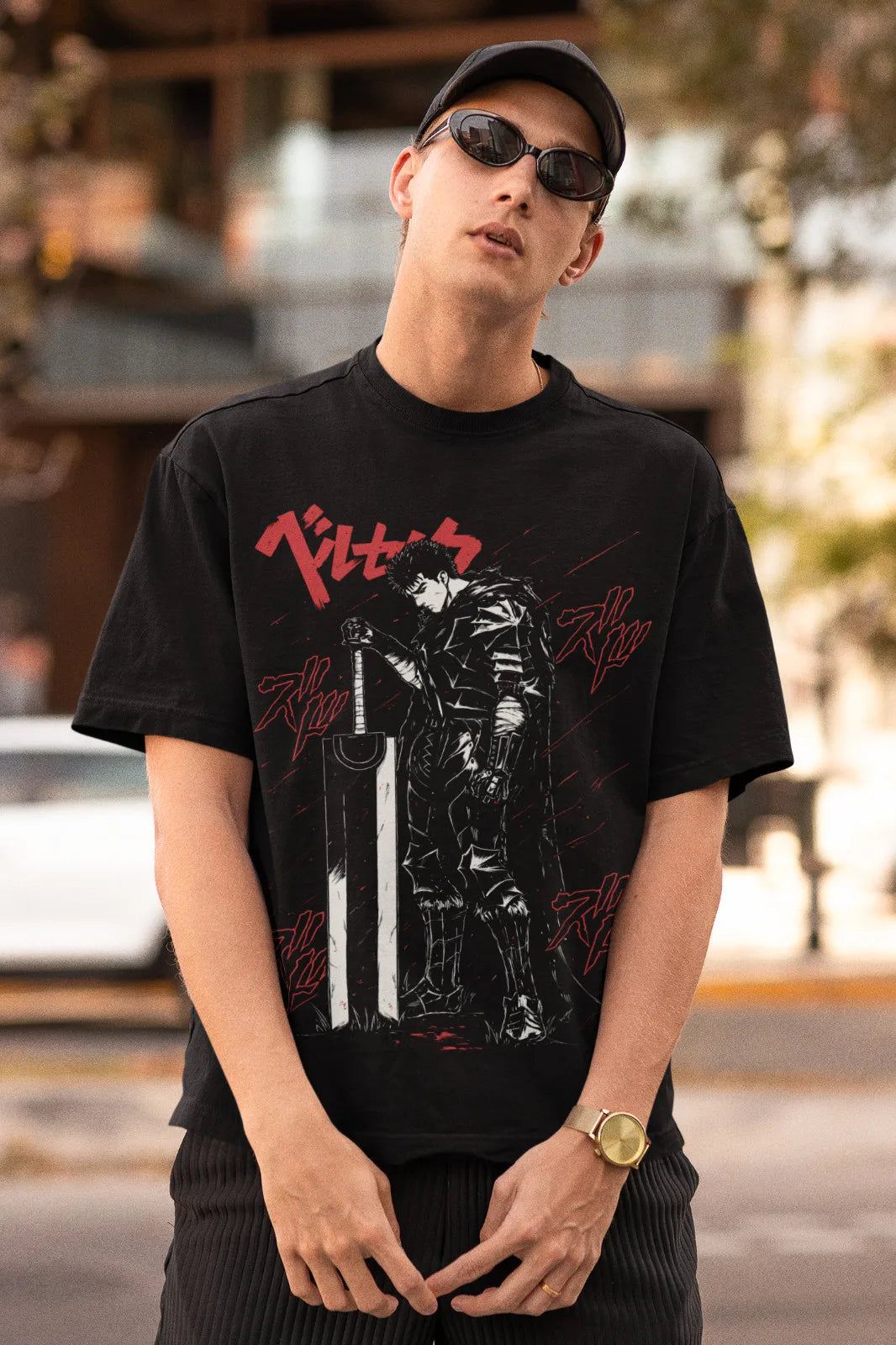 Dark Manga Warrior Oversized Anime Goth Streetwear Graphic Tee