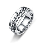 Rotating Chain Band Ring Punk Alternative Statement Fashion Jewelry