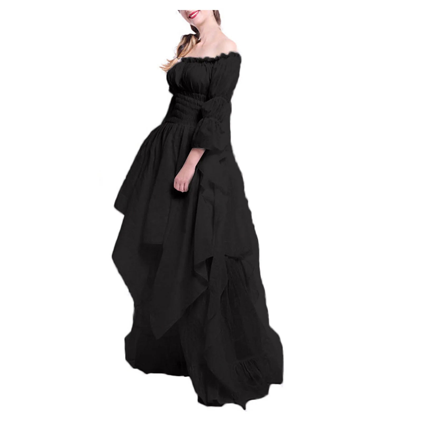 Flowing Layered Maxi Dress With Soft Volume And Statement Sleeves