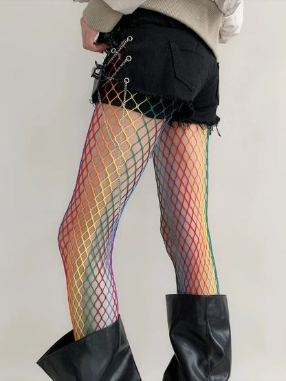 Large Mesh Fishnet Tights with Stretch Construction for Contemporary Alternative Streetwear Looks