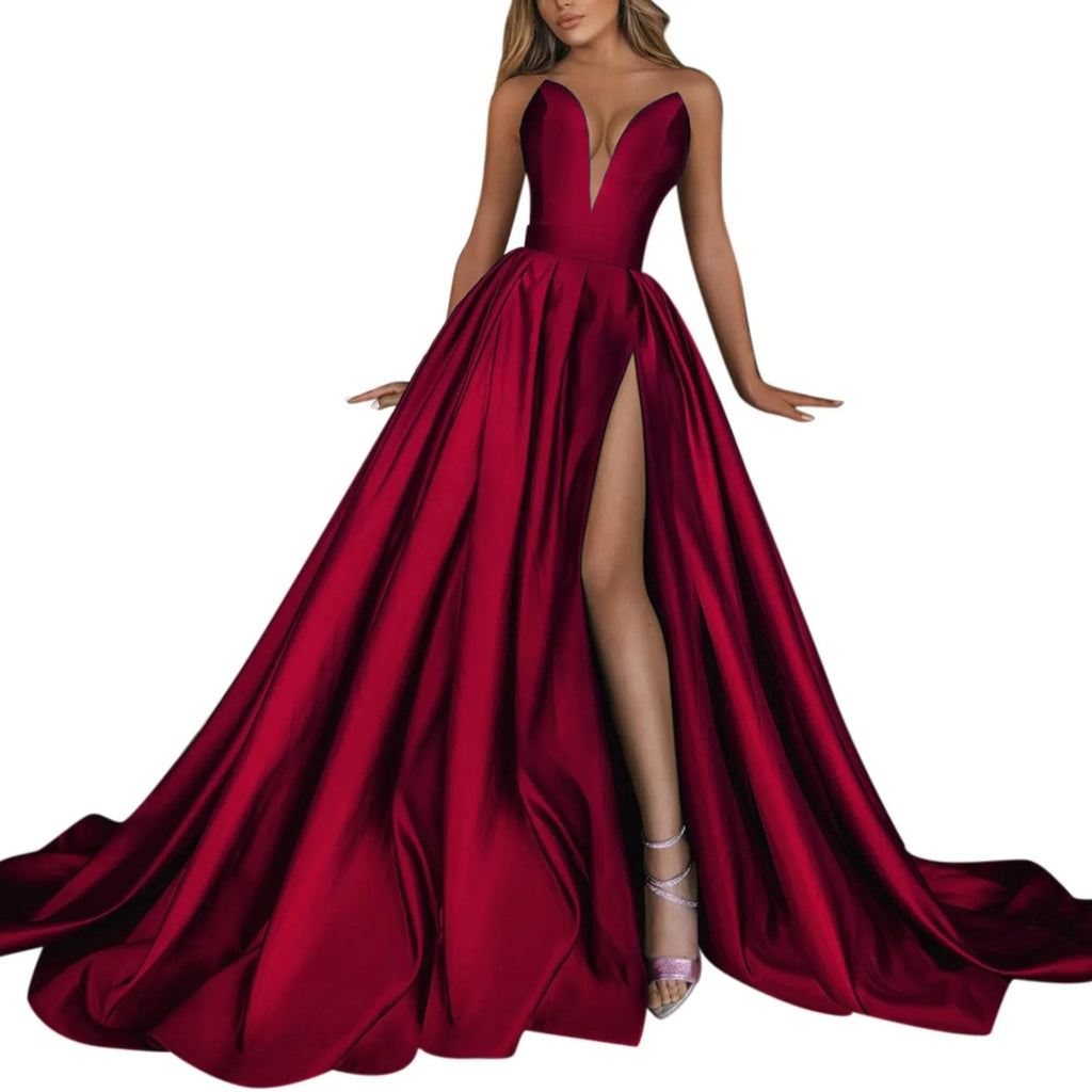 Dramatic High Slit Formal Alternative Fashion Ball Gown Dress