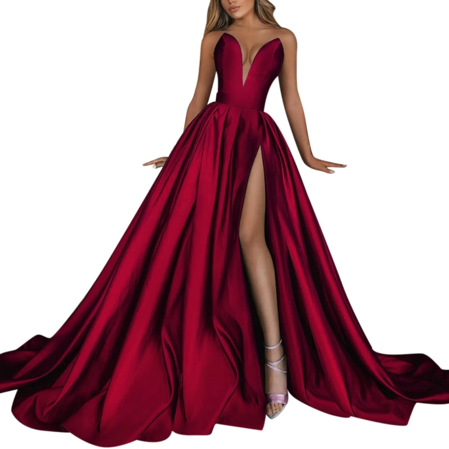 Dramatic High Slit Formal Alternative Fashion Ball Gown Dress