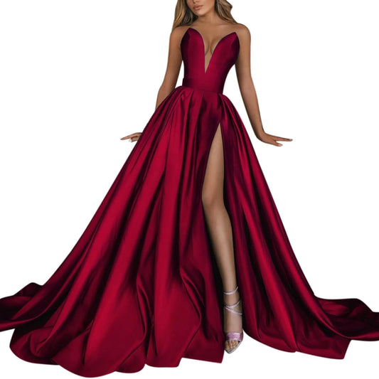Dramatic High Slit Formal Alternative Fashion Ball Gown Dress