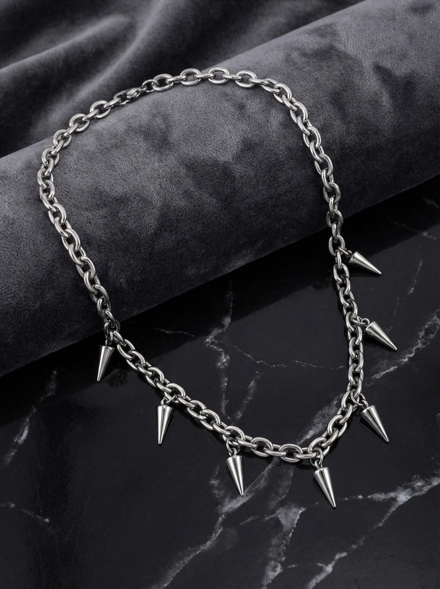Rivet Chain Choker Necklace for Punk Gothic Alternative Fashion Styling