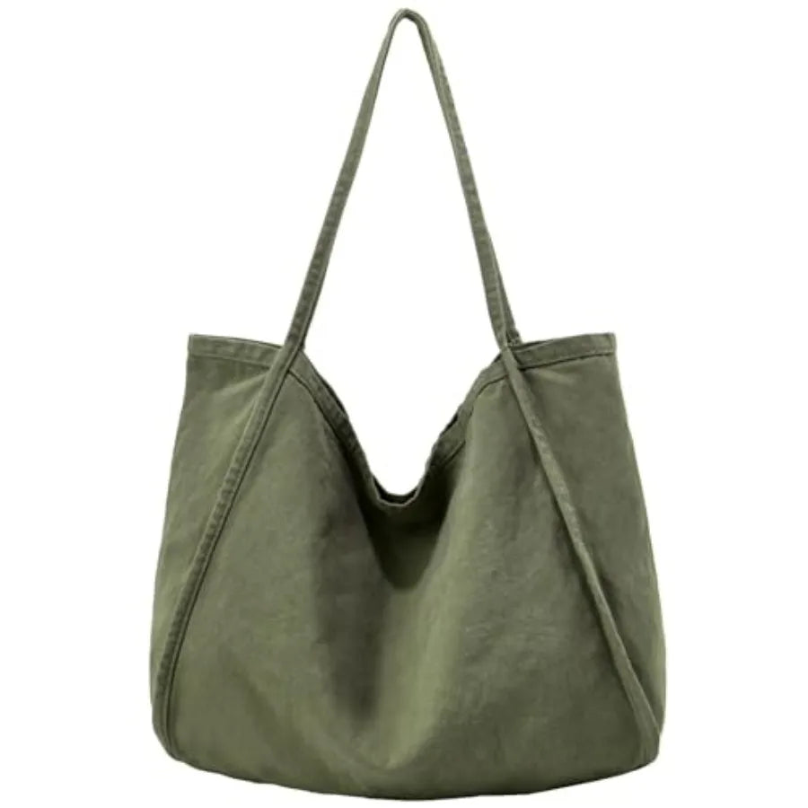 Large Slouchy Canvas Hobo Tote Bag with Relaxed Everyday Shoulder Design