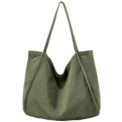 Large Slouchy Canvas Hobo Tote Bag with Relaxed Everyday Shoulder Design