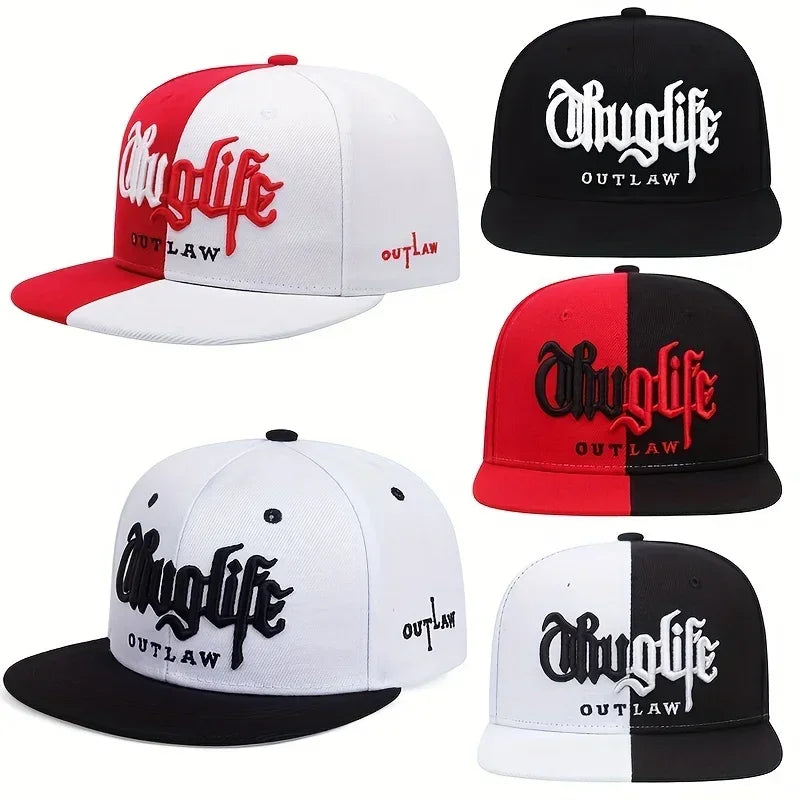 Embroidered Flat Brim Snapback Cap Adjustable Urban Streetwear Baseball Fashion Hat
