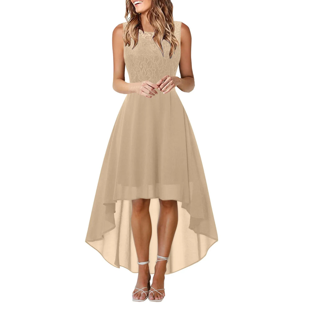 Sleeveless High Low Maxi Dress With Waist Tie Detail