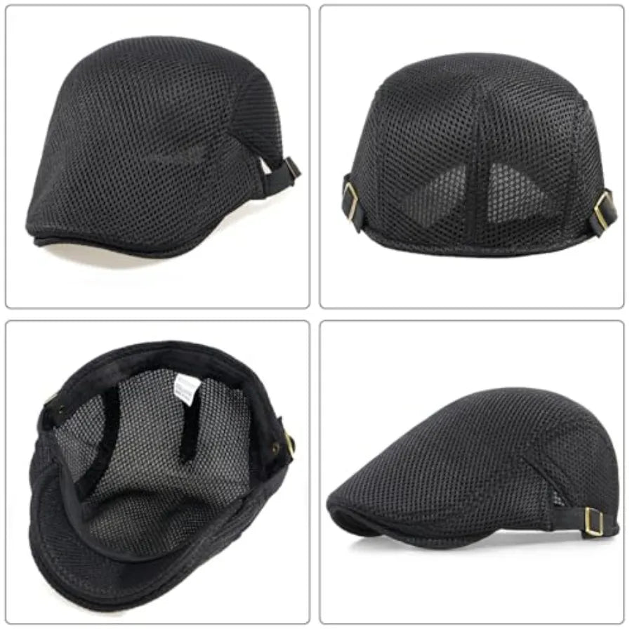 Breathable Mesh Ivy Flat Cap Adjustable Cotton Casual Vintage Driving Streetwear Hat
