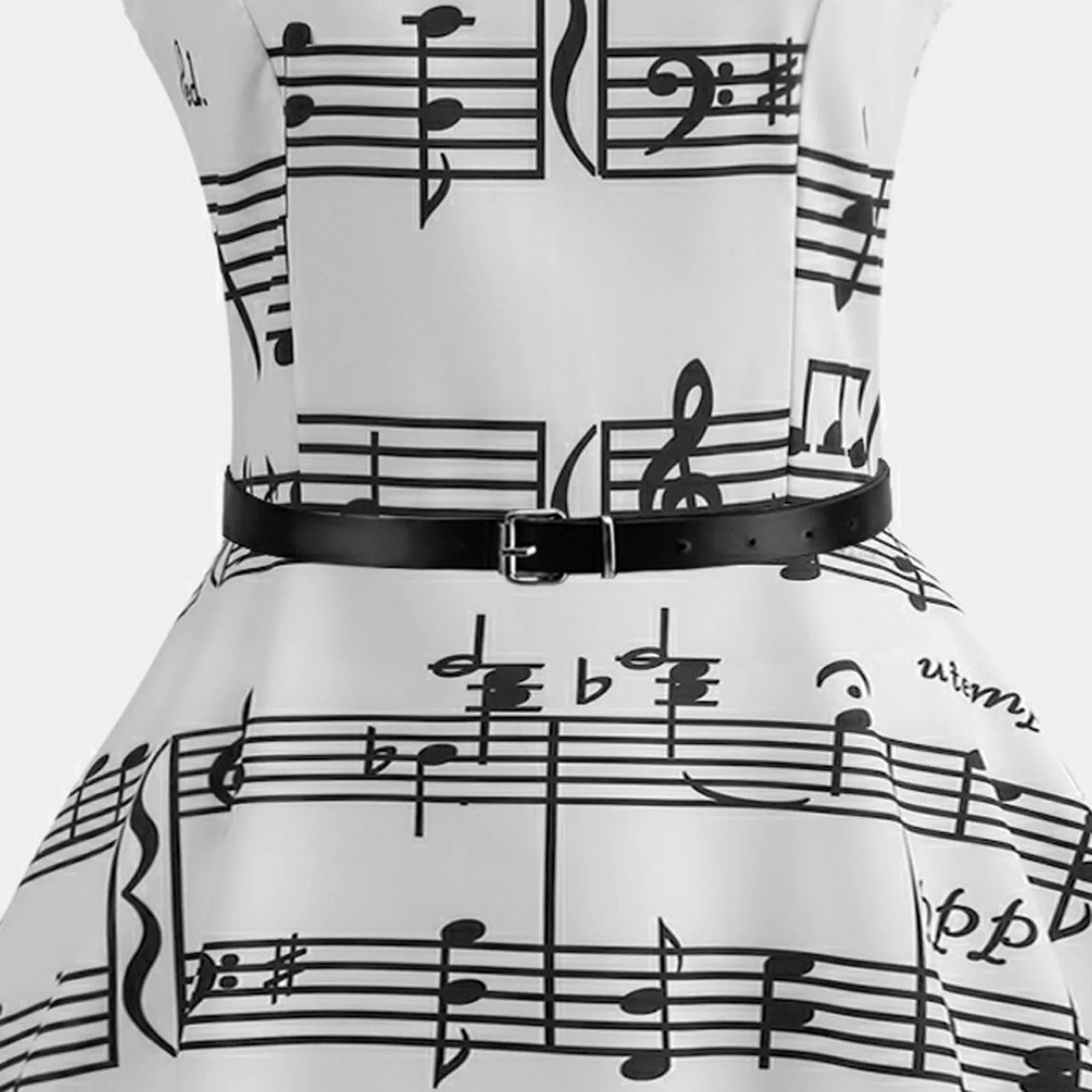 Sleeveless Fit And Flare Midi Dress With Graphic Inspired Print