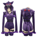 Women's Hooded Velvet Romper Costume Set with Tail Belt and Matching Socks