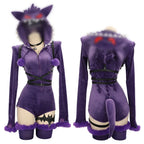Women's Hooded Velvet Romper Costume Set with Tail Belt and Matching Socks
