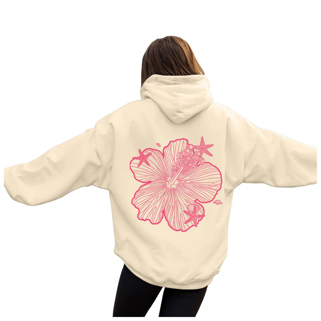 Women's Oversized Floral Graphic Pullover Hoodie Relaxed Casual Streetwear Sweatshirt for Everyday Wear