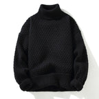 Men's Textured High Neck Relaxed Fit Contemporary Knit Sweater Pullover