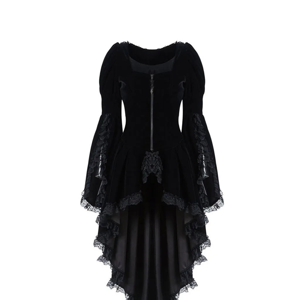 Velvet Asymmetrical Gothic Dress with Dark Romantic Alternative Style