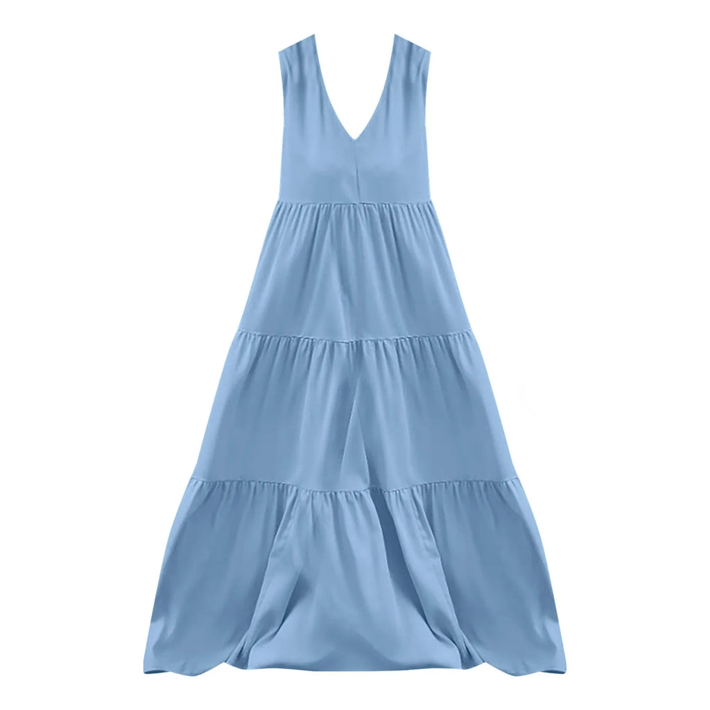Flowing Tiered Maxi Dress With Relaxed Shape And Soft Movement