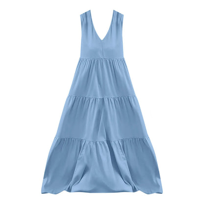Flowing Tiered Maxi Dress With Relaxed Shape And Soft Movement