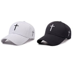 Minimalist Cross Embroidered Adjustable Baseball Cap for Everyday Casual Outdoor Fashion Style