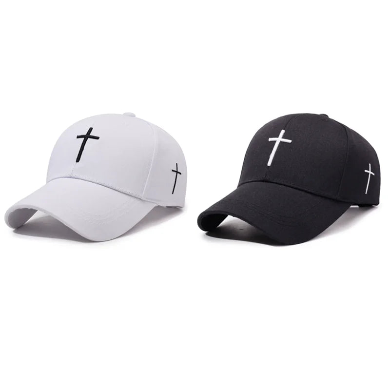 Minimalist Cross Embroidered Adjustable Baseball Cap for Everyday Casual Outdoor Fashion Style